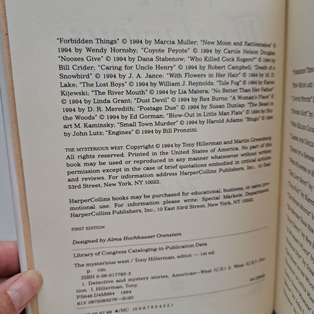 The Mysterious West by Tony Hillerman First Edition 1994, Hardcover - Picture 4 of 5